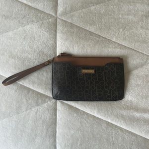 Calvin Klein Black and Brown Wristlet Bag